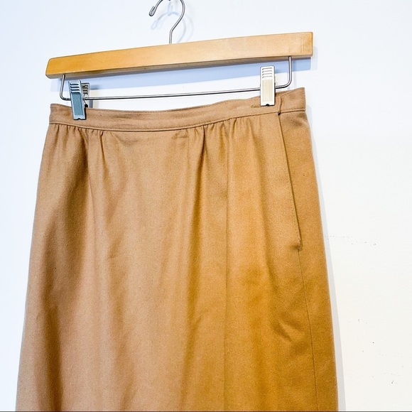 Wool PENDLETON Vintage Long Pencil Skirt In Tan Color - Picture 9 of 12